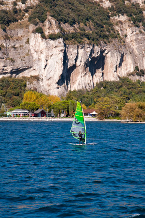 Windsurfer on Lake Garda Italyのeditorial素材