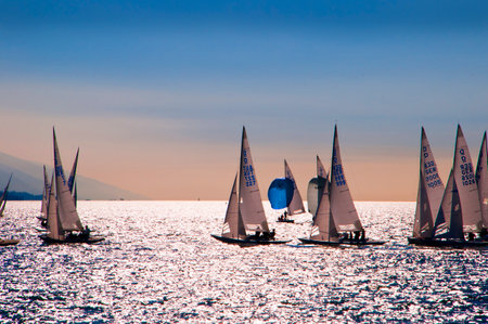 Sailing school on Lake Garda Italyのeditorial素材