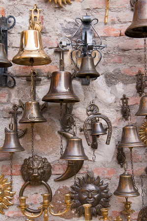 metal  tourist items being sold at Sirmione Lake Garda Italy