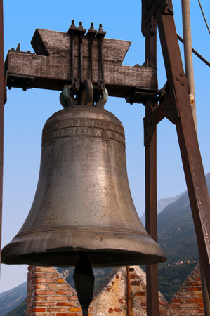 bell on the top of the Castle at Malcesine on Lake Garda Italyのeditorial素材