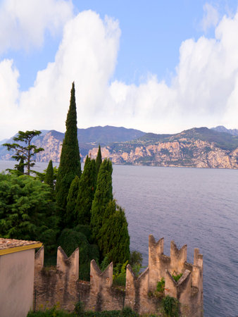 Scalieri Castle in Malcesine on Lake Garda Italyのeditorial素材