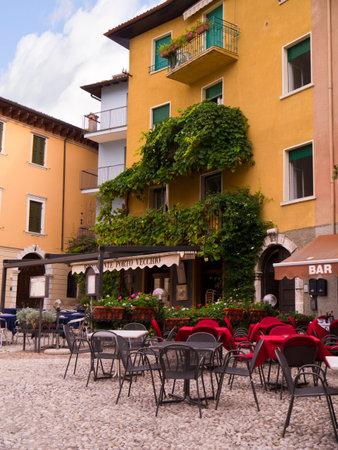 Old town of Malcesine on Lake Garda Italyのeditorial素材