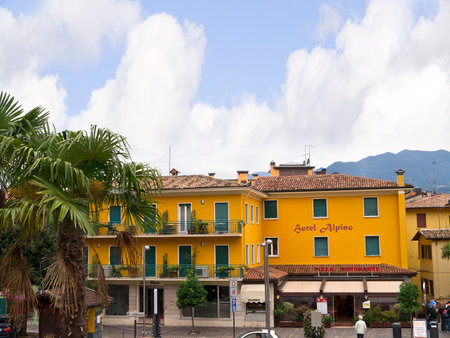 Centre of the town of Malcesine on Lake Garda Italyのeditorial素材
