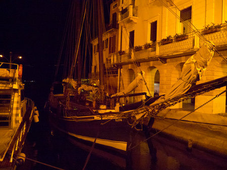 Malcesine Harbour at Night on Lake Garda Italyのeditorial素材