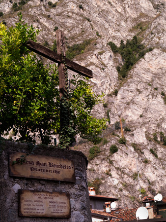 Church of San Benedetto in Limone on Lake Garda Italyのeditorial素材
