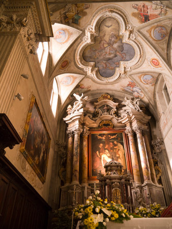 Church of San Benedetto in Limone on Lake Garda Italyのeditorial素材
