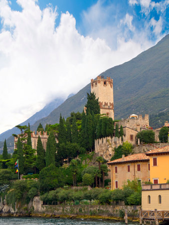 Scalieri Castle in Malcesine on Lake Garda Italyscのeditorial素材