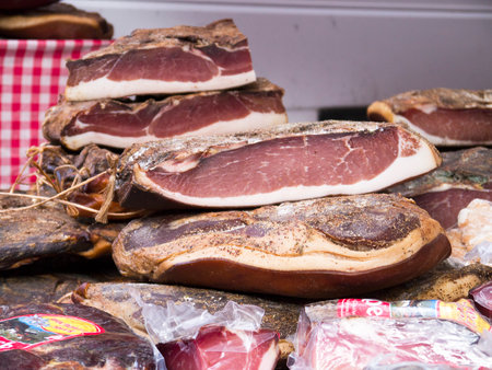 Ham on the market at Malcesineのeditorial素材