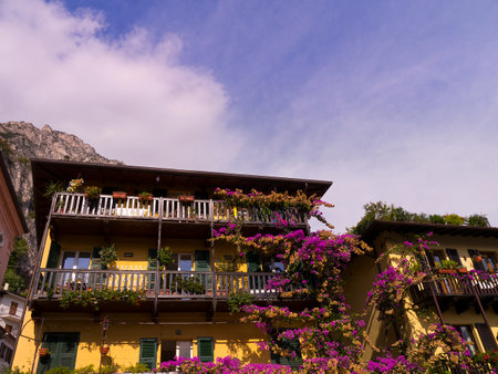 Limone is one of the lovely small towns on this lake in Northern Italy  Lake Garda is a popular European tourist destination situated near the Dolomites and Italian Alpsのeditorial素材