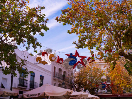 Christmas  Decorations in Nerja Spainのeditorial素材
