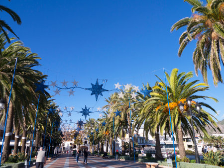 Christmas Decorations on the Balcon de Europa in Nerja Andalucia Spainのeditorial素材