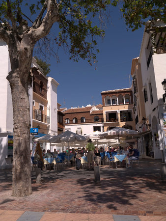 restaurant on the Balcon de Europa in Nerja Andalucia Spainのeditorial素材