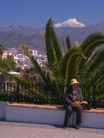  Resting on the Balcon de Europa in Nerja Andalucia Spainのeditorial素材