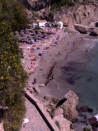 view down coast from the Balcon de Europa Nerja Spainのeditorial素材