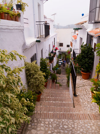 Frigiliana one of the most beautiful white villages of the Southern Spain area of Andalucia in the Alpujarra mountains のeditorial素材