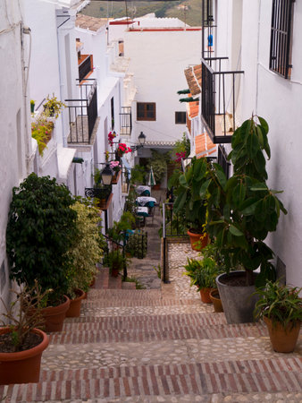 Frigiliana one of the most beautiful white villages of the Southern Spain area of Andalucia in the Alpujarra mountains のeditorial素材