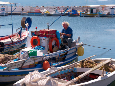 Harbour at Skala Kalloni on the island of Lesvos Greeceのeditorial素材