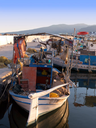 Harbour at Skala Kalloni on the island of Lesvos Greeceのeditorial素材