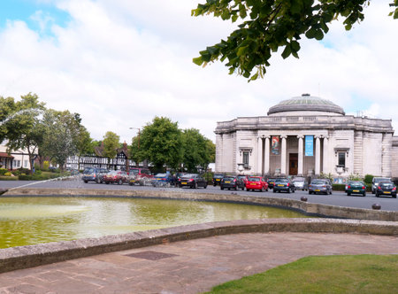 Fountain and Lady Lever Art Gallery at the model village of Port Sunlight, created by William...
