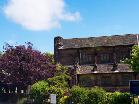 Methodist Church in the model village of Port Sunlight, created by William Hesketh Lever for his Sunlight soap factory workers in 1888 のeditorial素材