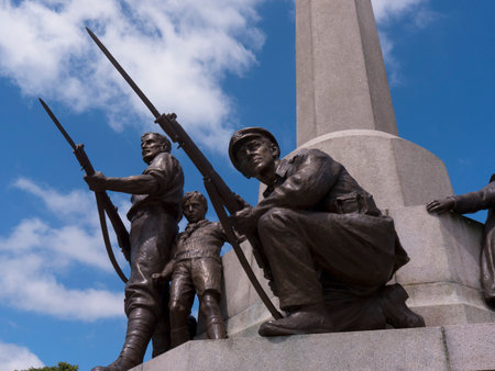 War memorial at the model village of Port Sunlight, created by William Hesketh Lever for his Sunlight soap factory workers in 1888 のeditorial素材