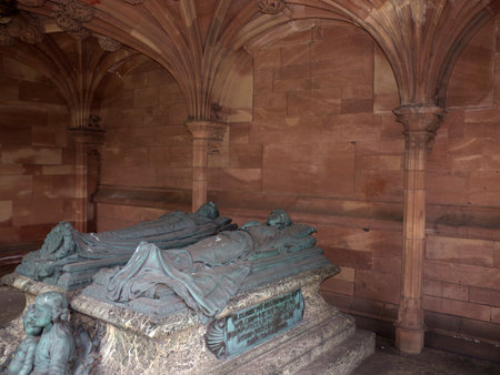Lever Tombs in the Methodist Church in the model village of Port Sunlight, created by William Hesketh Lever for his Sunlight soap factory workers in 1888 のeditorial素材