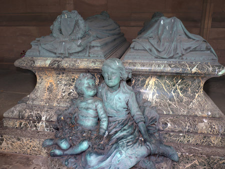 Lever Tombs in the Methodist Church in the model village of Port Sunlight, created by William Hesketh Lever for his Sunlight soap factory workers in 1888 のeditorial素材