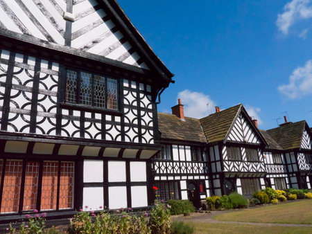 Homes at the model village of Port Sunlight, created by William Hesketh Lever for his Sunlight soap factory workers in 1888のeditorial素材