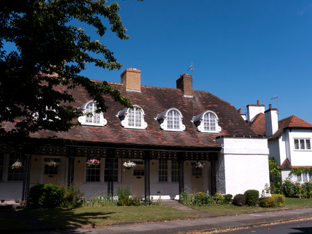 Homes at the model village of Port Sunlight, created by William Hesketh Lever for his Sunlight soap factory workers in 1888のeditorial素材
