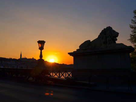 Sunset over St Matthias Cathedral in Budapest Hungaryのeditorial素材