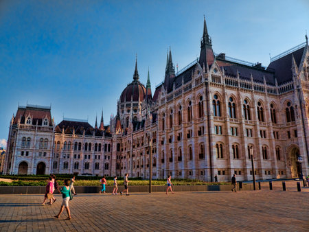 Houses of Parliament in Budapest Hungaryのeditorial素材