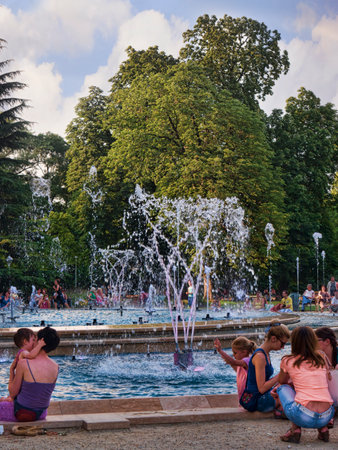 Fountains on Margaret Island Budapest Hungaryのeditorial素材