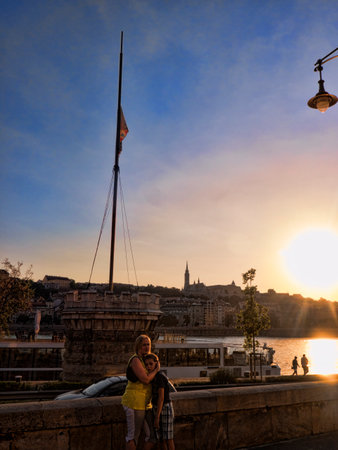 Sunset over St Matthias Cathedral in Budapest Hungaryのeditorial素材