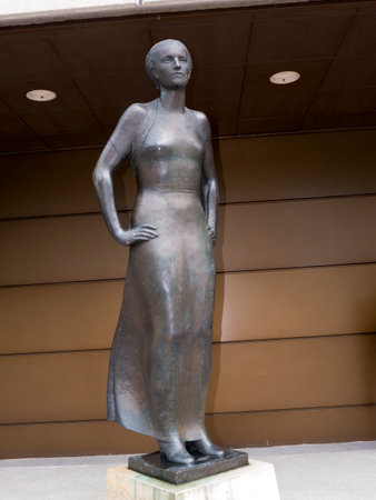 Spirit of the Danube Statue on the Quayside of the River Danube in Budapestのeditorial素材