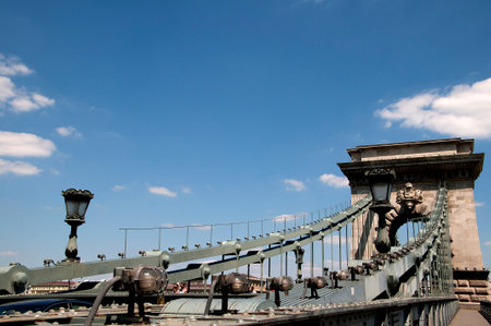 the Chain Bridge in Budapest Hungaryのeditorial素材