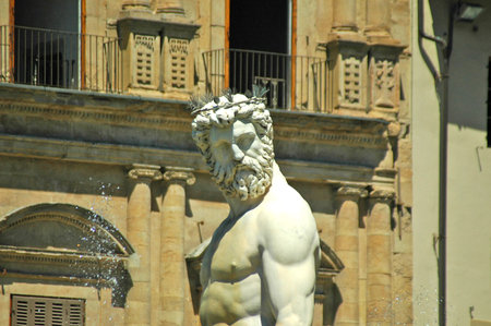 Neptune Fountain in the Piazza della Signoria Florence Italyのeditorial素材
