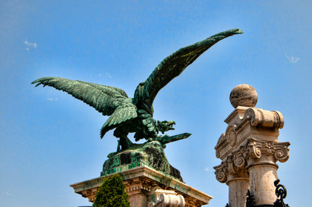 Imperial Eagle on Royal Palace in Budapest Hungaryのeditorial素材