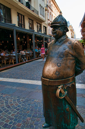 Bronze Statue of Policeman in Budapest Hungaryのeditorial素材