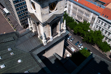 View from the Dome of the Cathedral of St Stephan in Budapest Hungaryのeditorial素材