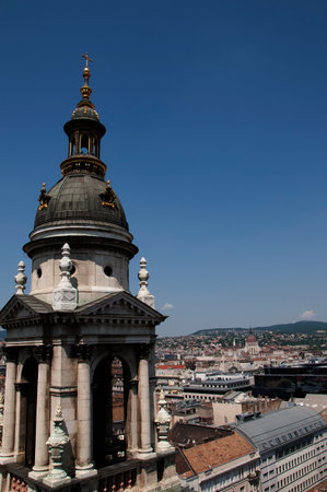 View from the Dome of the Cathedral of St Stephan in Budapest Hungaryのeditorial素材