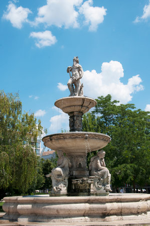 Fountain in Deak Square Budapest Hungaryのeditorial素材