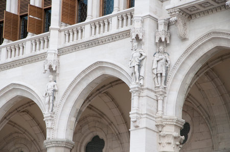 Houses of Parliament by the River Danube in Budapest Hungaryのeditorial素材