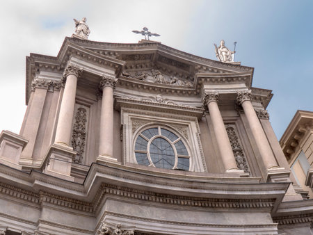 The Piazza San Carlos in Turin Italy with the twin Churches of San Carlos and Santa Cristina Turin Italyのeditorial素材