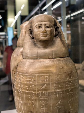 Canopic Jar in the Egyptian Museum in Turin, the largest Egyptian collection outside Egypts Cairo Museumのeditorial素材