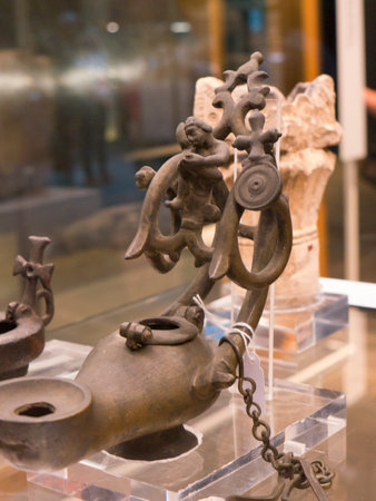 Lamp in the Egyptian Museum in Turin,Italyのeditorial素材