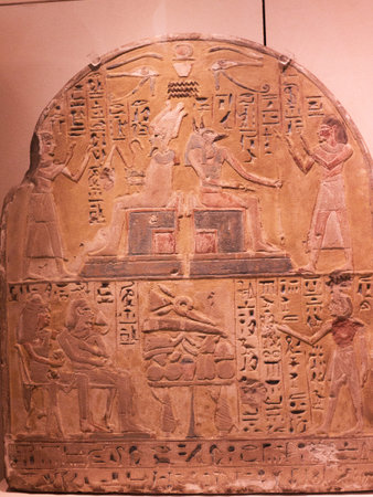 Stele in the Egyptian Museum in Turin, Italyのeditorial素材