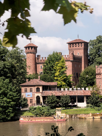 Borgo Medievale the medieval castle a modern reproduction in Turin Italyのeditorial素材