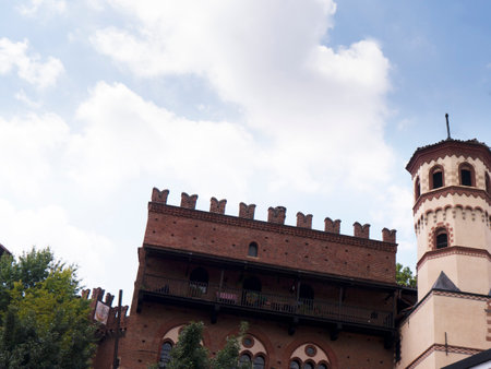 Borgo Medievale was a castle where elements of buildings from all over Italy were put together to create a replica Castle in Turin Italyのeditorial素材