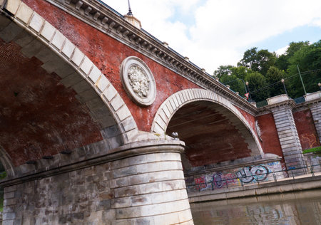 Bridge over River Po in Turin Italyのeditorial素材