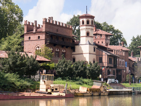Borgo Medievale was a castle where elements of buildings from all over Italy were put together to create a replica Castle in Turin Italyのeditorial素材